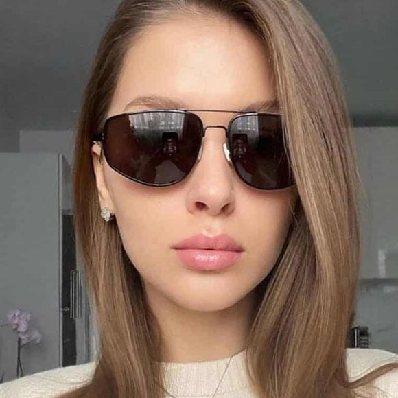 Bottega Veneta BV1125S 001 Aviator Sunglasses - Black/Grey